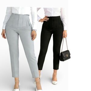 Women's High-Waisted Pant Bundle - Black and Gray with stretch Sz S NWOT